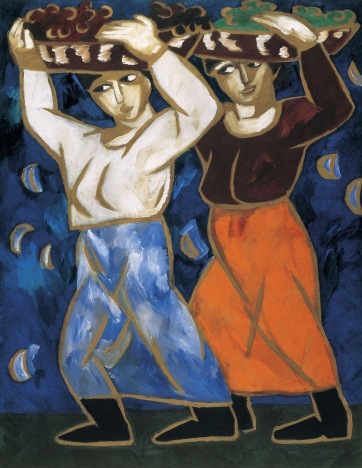 Women Carrying Baskets of Grapes